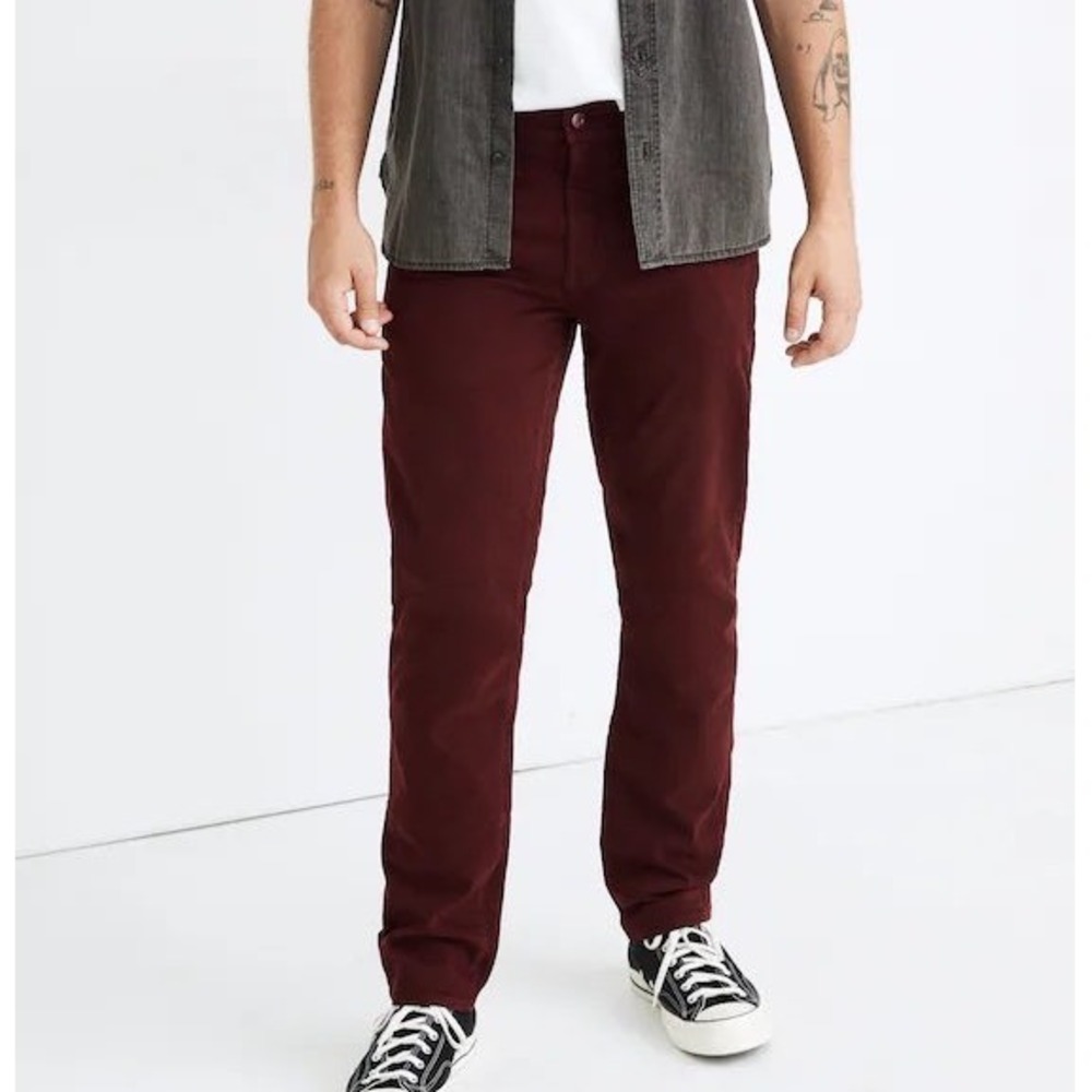 Madewell Slim Fit Everyday Flex Sateen Burgundy Jeans Men W29‎ L32 Casual Pants